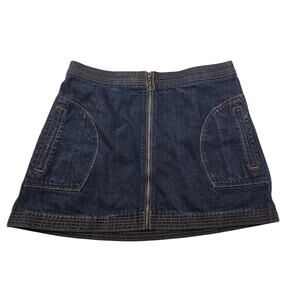 Abercrombie & Fitch sz 10 full zip front grunge denim skirt EUC pocket casual
